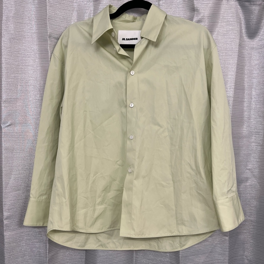 JIL SANDER Organic Cotton Button-down Lime Blouse Size 40 NWT